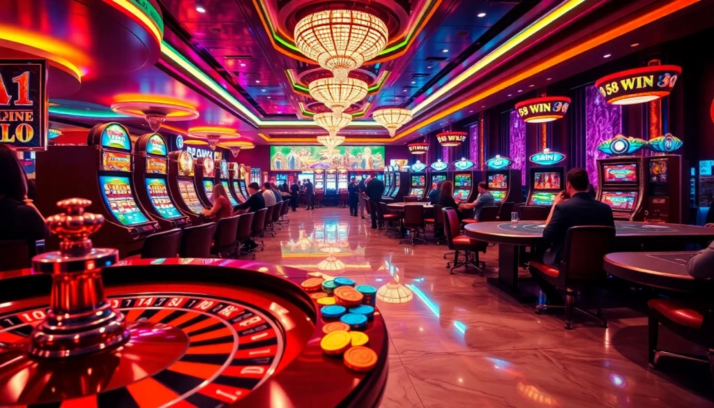 Experience the thrill of 58WIN at an exciting casino, with vibrant tables, cards, and high-stakes action.