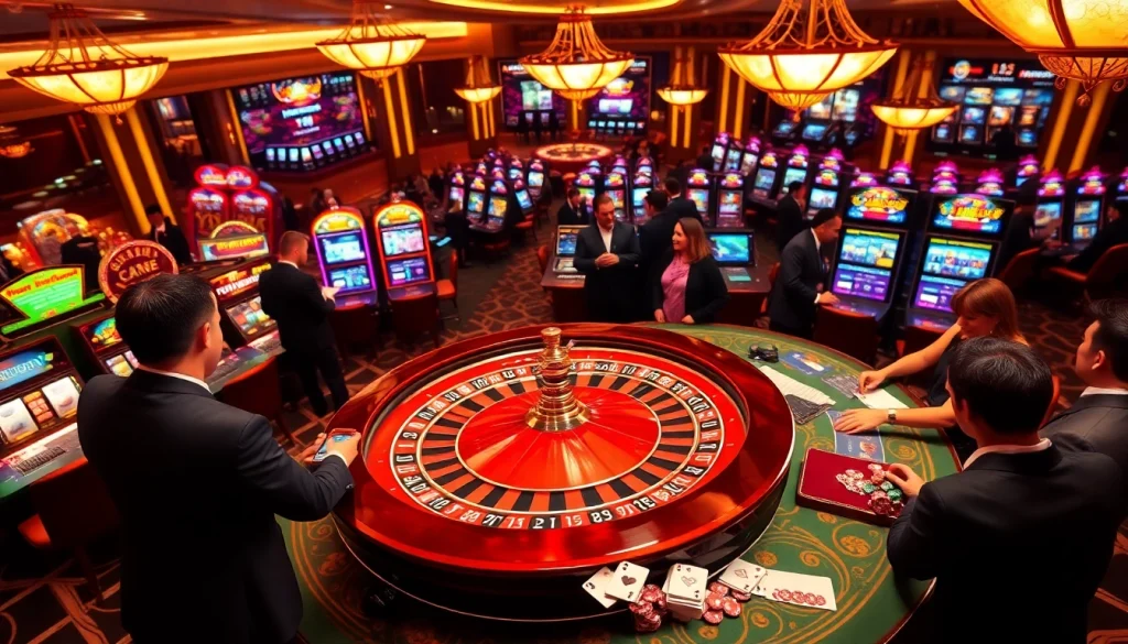 Experience thrilling casino gameplay at https://88aamobi.com/ with a stunning roulette wheel and eager players.